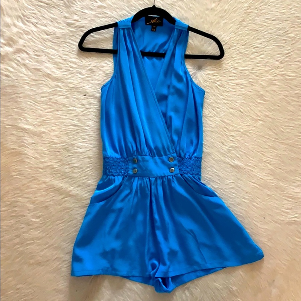 Akiko Turquoise Silk Romper